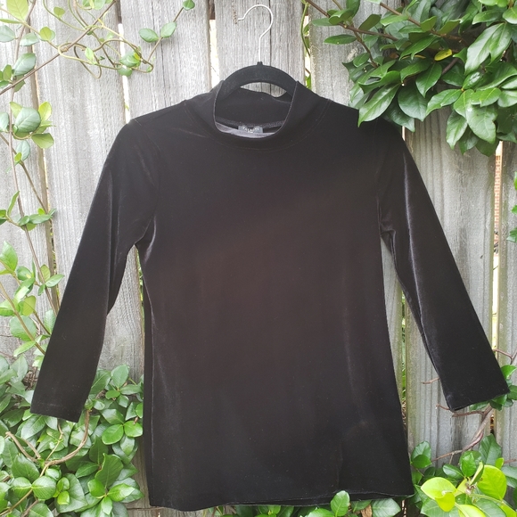 New! Talbots Petities black velvet mock neck top - Picture 9 of 9